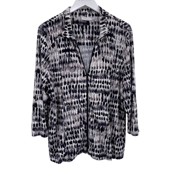 Weekends by Chicos zip front active wear leisure jacket size 3 XL black white cr - Picture 1 of 7
